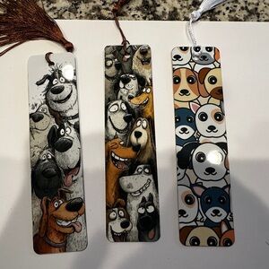 3 Dog Illustration Metal Bookmarks